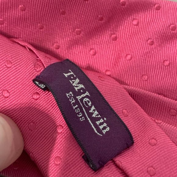 TM LEWIN Pink Polka Dot Silk Neck Tie - Picture 6 of 7